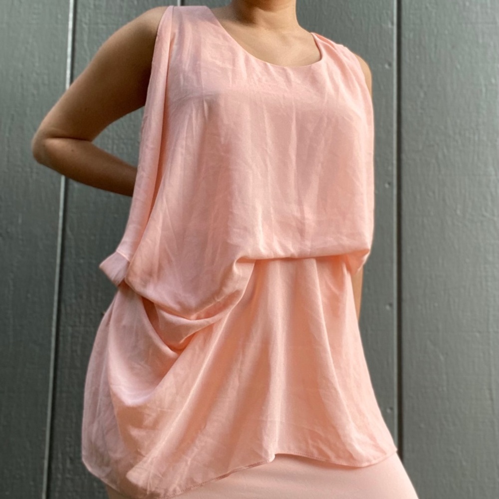 OSA Summer Flowy Rose Pink Draped Dress